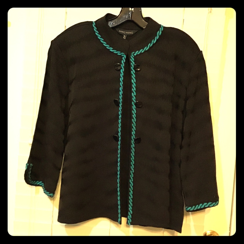 STUNNING MING WANG BROWN and TURQUOISE JACKET
